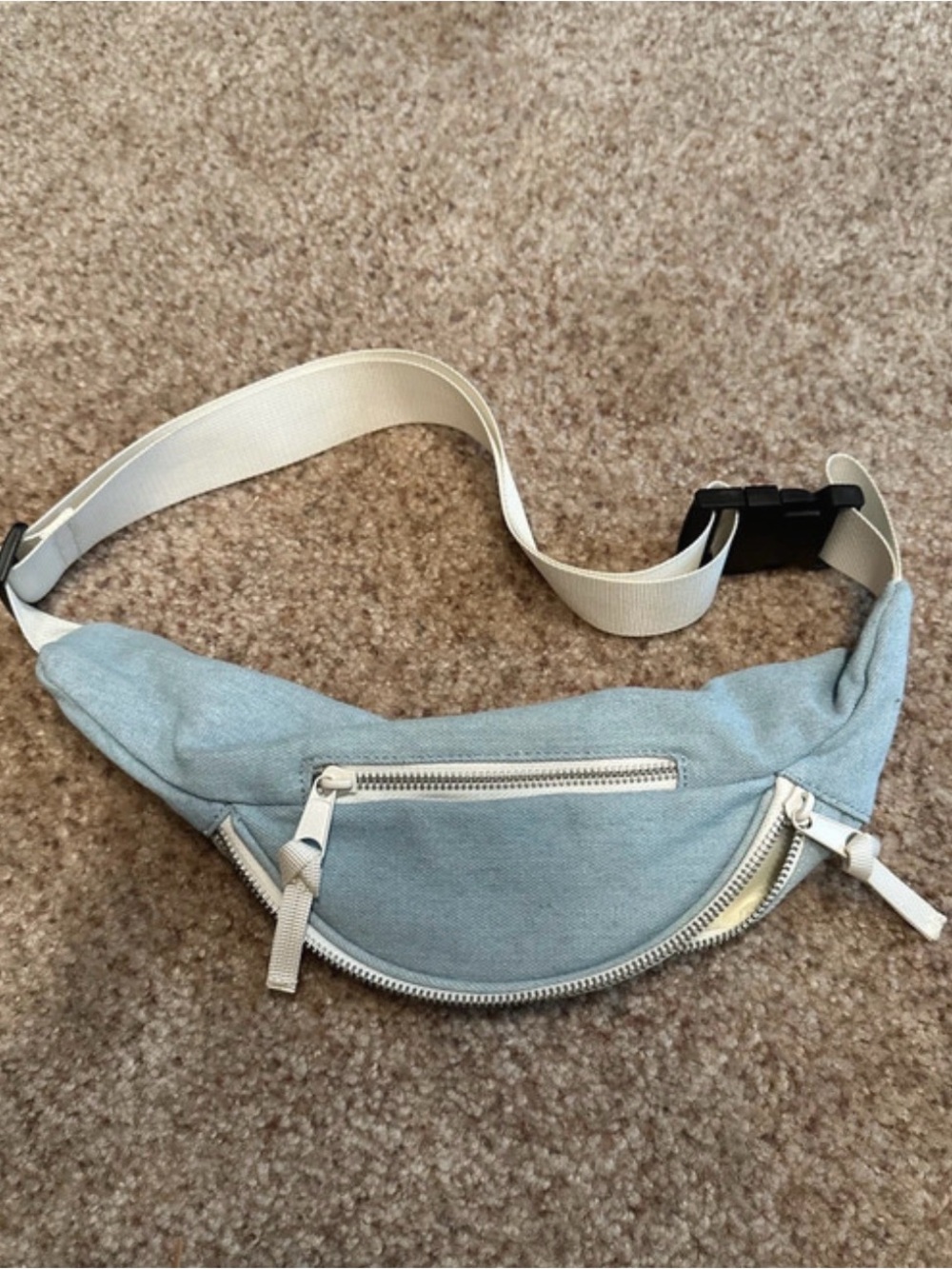 Urban Outfitters cream and light blue Fanny pack